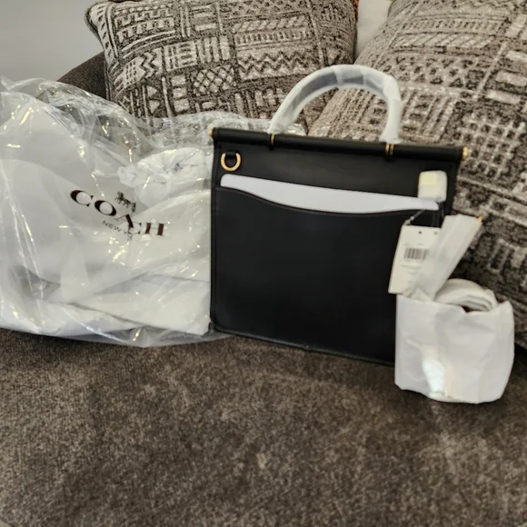 COACH OG Willis Top Handle Black Leather Satchel Handbag Purse - Picture 3 of 12